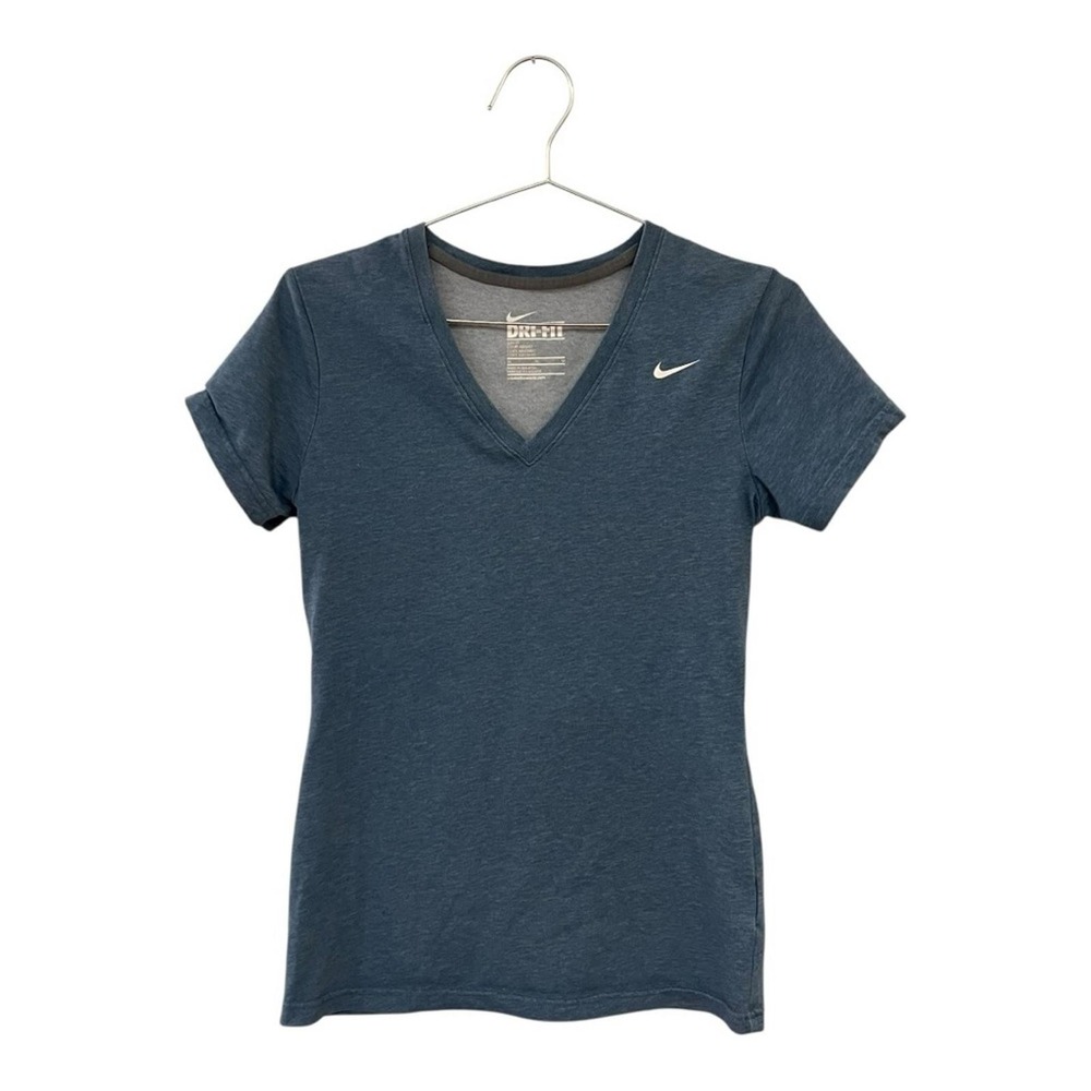 NIKE Dri-Fit Women's V-Neck Tee Women's Size Small Short Sleeve Blue Performance